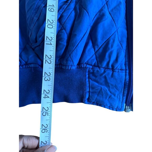 Sophisticates By Jonathan Martin Blue Quilted 100% Silk Bomber Jacket M Retro - Picture 6 of 9